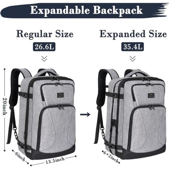 Travel Backpack with Toiletry Bag Water Resistant Bag 40L, Grey For Men main image 5